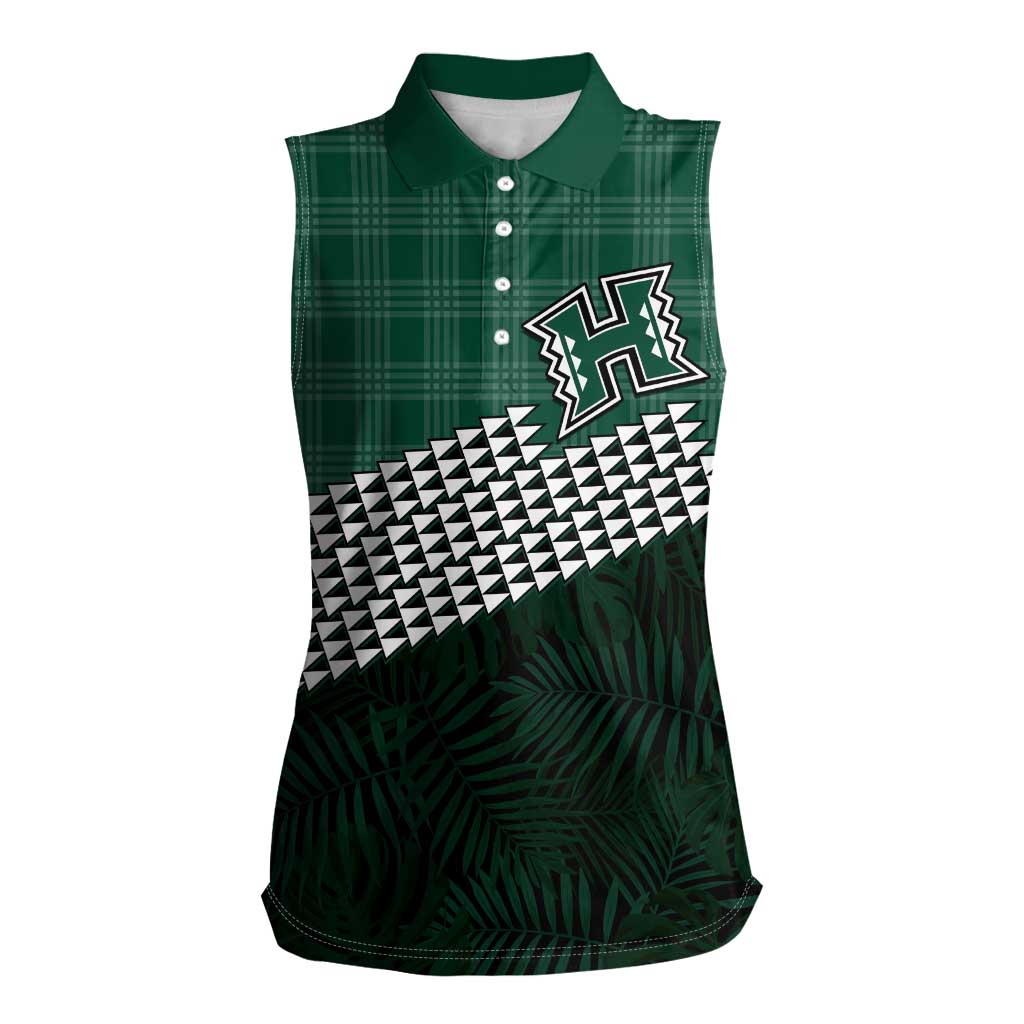 Rainbow Warriors Hawaii Personalized Palaka Women Sleeveless Polo Shirt - Polynesian Pride