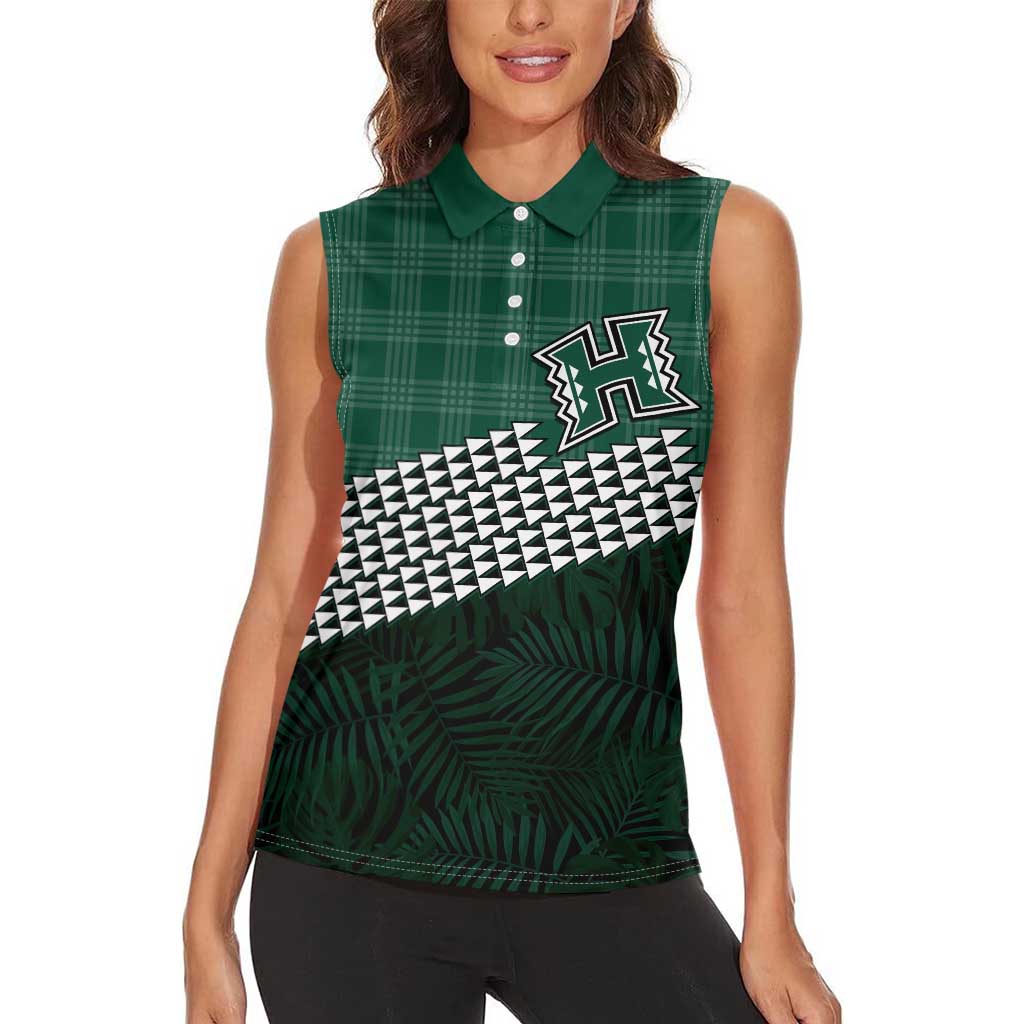 Rainbow Warriors Hawaii Personalized Palaka Women Sleeveless Polo Shirt - Polynesian Pride