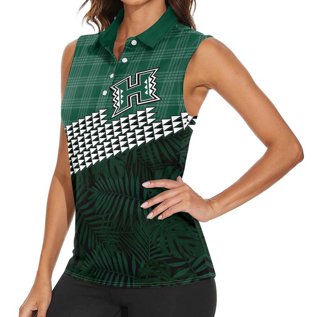 Rainbow Warriors Hawaii Personalized Palaka Women Sleeveless Polo Shirt - Polynesian Pride