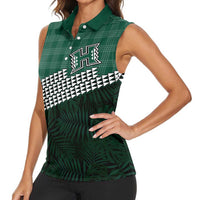 Rainbow Warriors Hawaii Personalized Palaka Women Sleeveless Polo Shirt - Polynesian Pride