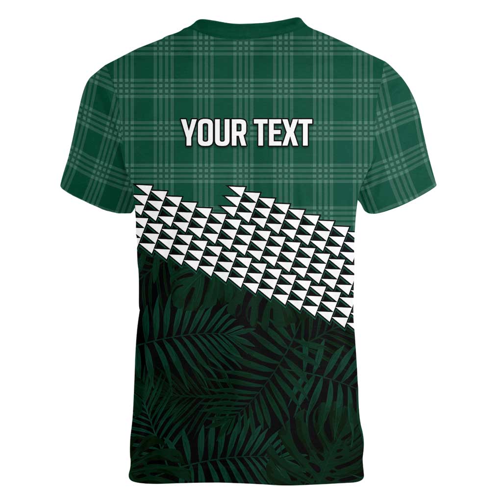 Rainbow Warriors Hawaii Personalized Palaka Women V-Neck T-Shirt - Polynesian Pride