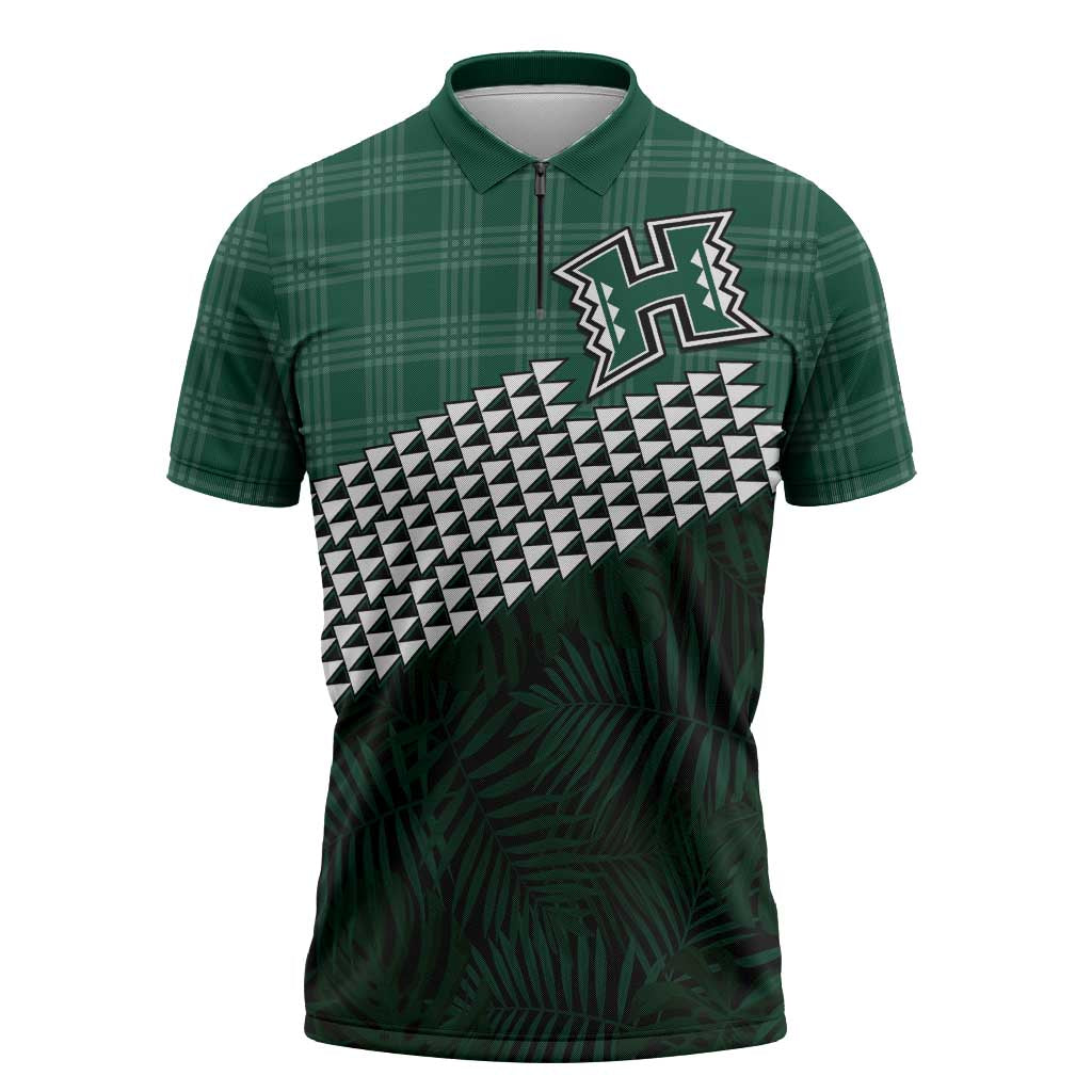 Rainbow Warriors Hawaii Personalized Palaka Zipper Polo Shirt - Polynesian Pride