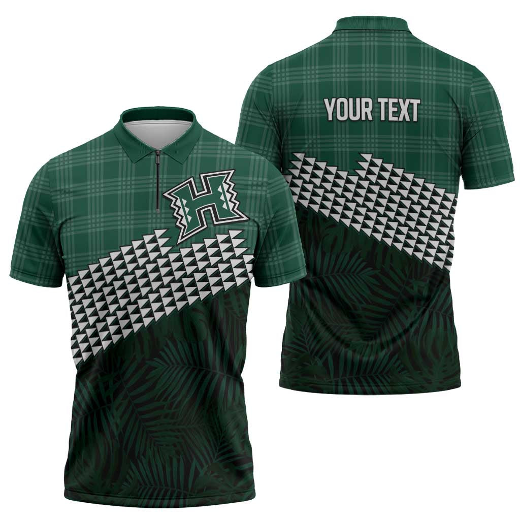 Rainbow Warriors Hawaii Personalized Palaka Zipper Polo Shirt - Polynesian Pride