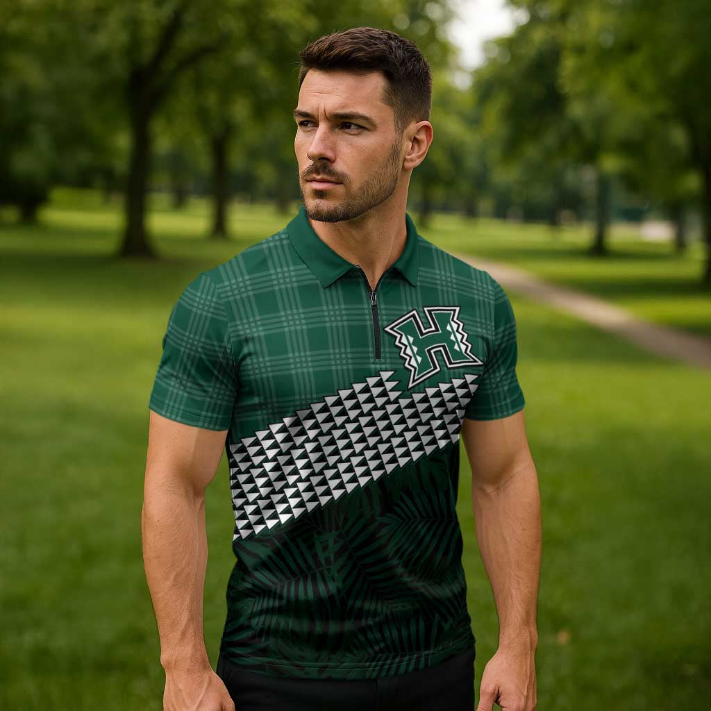 Rainbow Warriors Hawaii Personalized Palaka Zipper Polo Shirt - Polynesian Pride