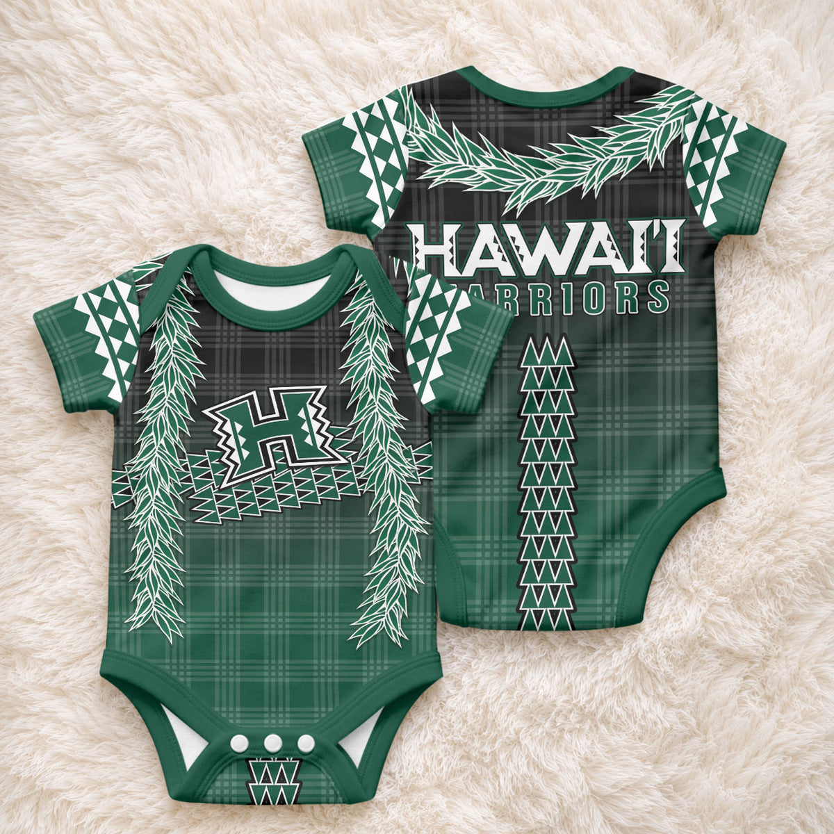 Rainbow Warriors Hawaii Palaka Baby Onesie Maile Lei