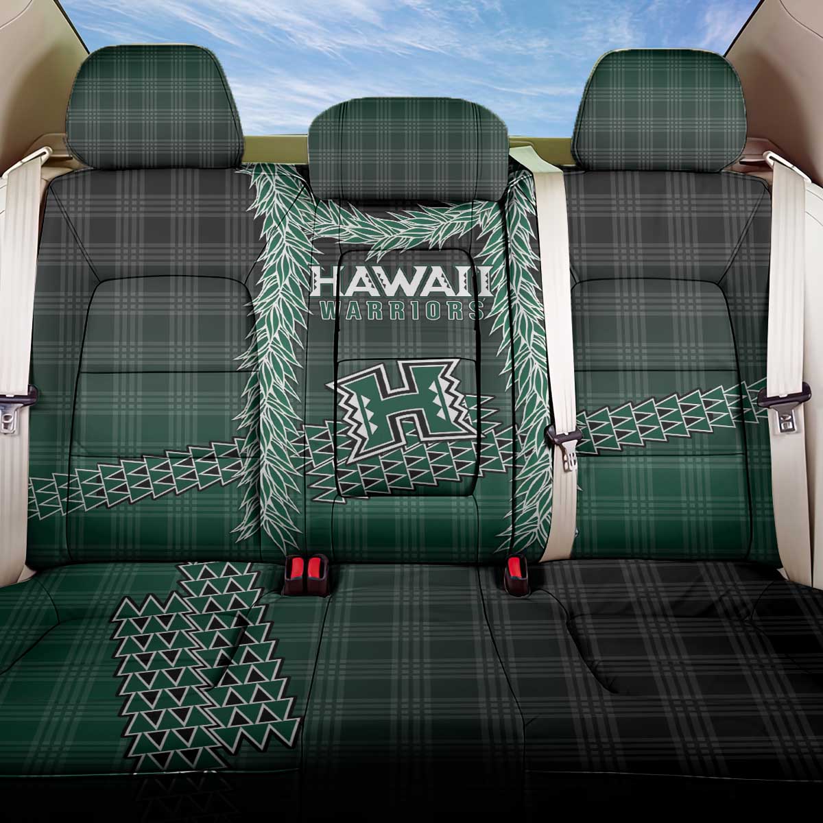 Rainbow Warriors Hawaii Palaka Back Car Seat Cover Maile Lei - Polynesian Pride