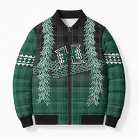 Rainbow Warriors Hawaii Palaka Bomber Puffer Jacket Maile Lei - Polynesian Pride