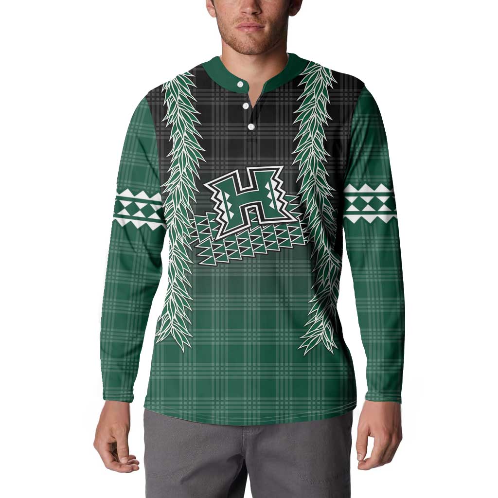 Rainbow Warriors Hawaii Palaka Button Sweatshirt Maile Lei - Polynesian Pride