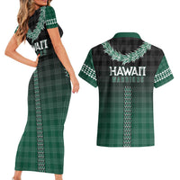 Rainbow Warriors Hawaii Palaka Couples Matching Short Sleeve Bodycon Dress and Hawaiian Shirt Maile Lei - Polynesian Pride