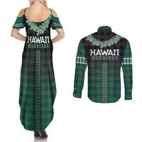 Rainbow Warriors Hawaii Palaka Couples Matching Summer Maxi Dress and Long Sleeve Button Shirt Maile Lei - Polynesian Pride