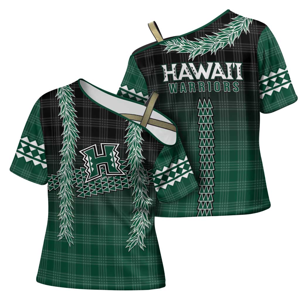 Rainbow Warriors Hawaii Palaka Cross Shoulder Shirt Maile Lei - Polynesian Pride