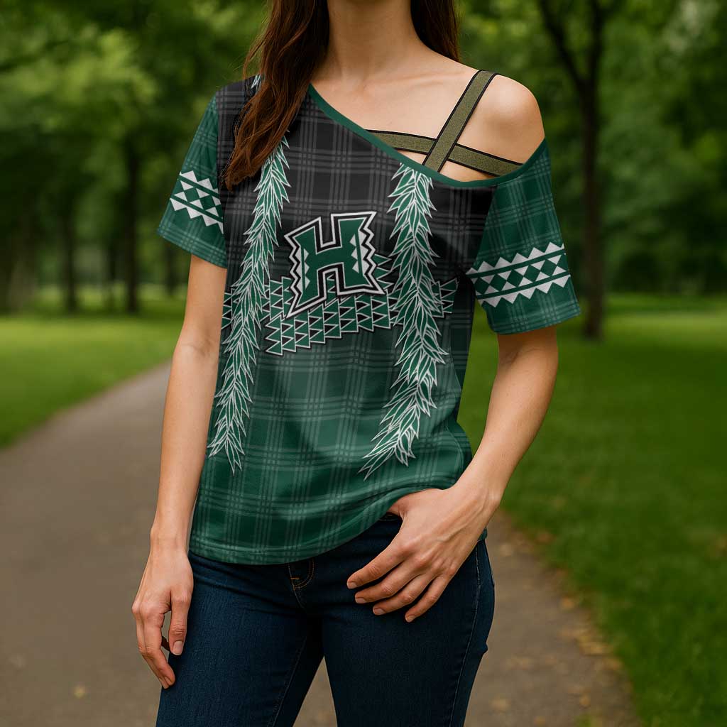 Rainbow Warriors Hawaii Palaka Cross Shoulder Shirt Maile Lei - Polynesian Pride