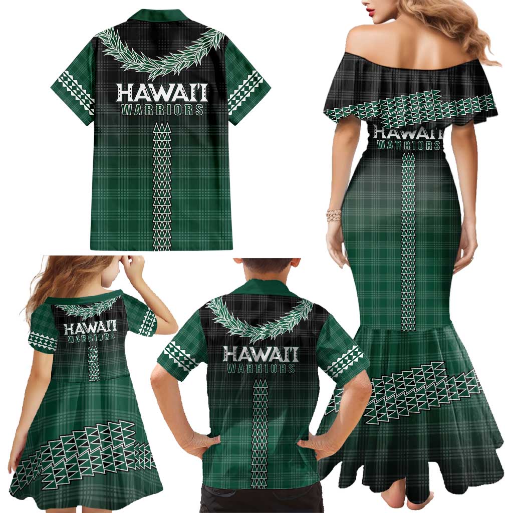 Rainbow Warriors Hawaii Palaka Family Matching Mermaid Dress and Hawaiian Shirt Maile Lei - Polynesian Pride