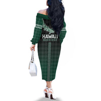 Rainbow Warriors Hawaii Palaka Family Matching Off The Shoulder Long Sleeve Dress and Hawaiian Shirt Maile Lei - Polynesian Pride