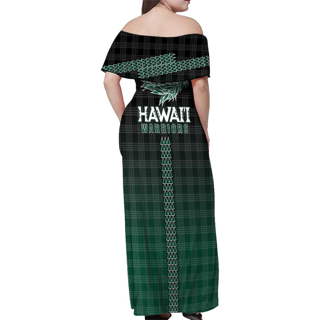 Rainbow Warriors Hawaii Palaka Family Matching Off Shoulder Maxi Dress and Hawaiian Shirt Maile Lei LT7 - Polynesian Pride