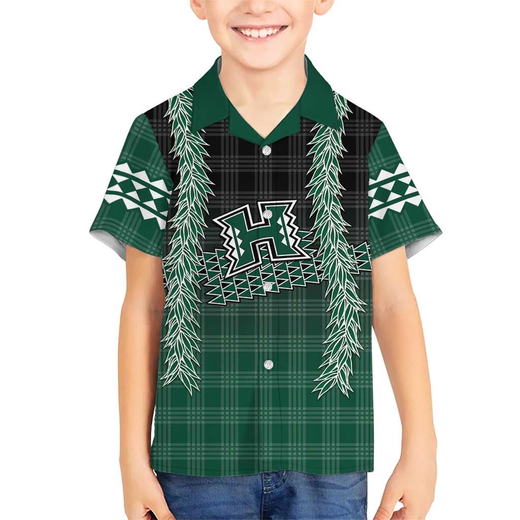 Rainbow Warriors Hawaii Palaka Family Matching Summer Maxi Dress and Hawaiian Shirt Maile Lei LT7 Son's Shirt Dark Green - Polynesian Pride