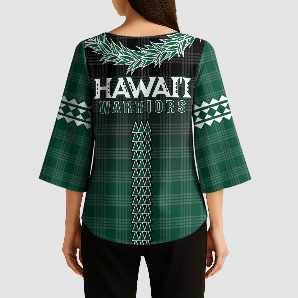 Rainbow Warriors Hawaii Palaka Kimono Sleeve Blouse Maile Lei - Polynesian Pride