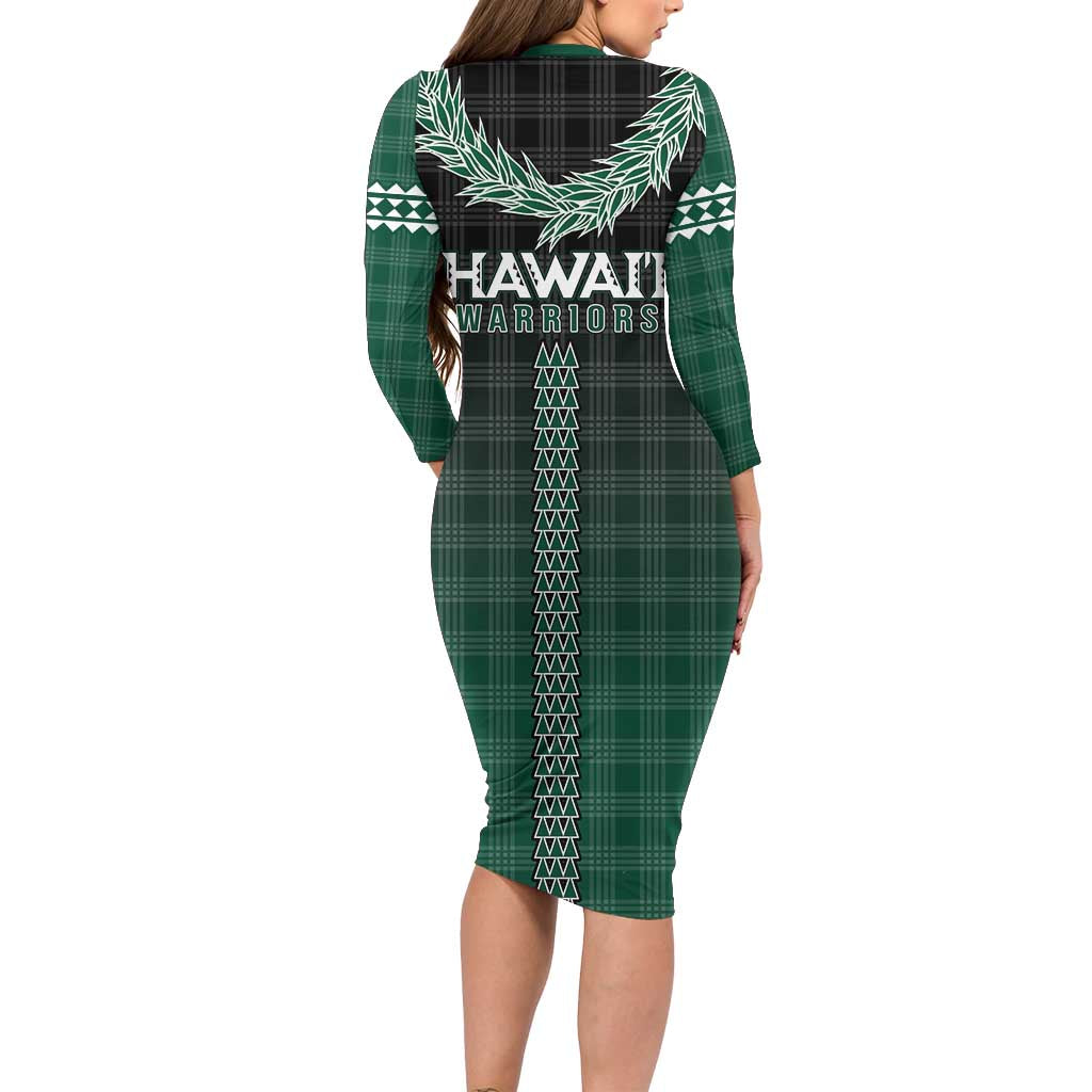 Rainbow Warriors Hawaii Palaka Long Sleeve Bodycon Dress Maile Lei - Polynesian Pride