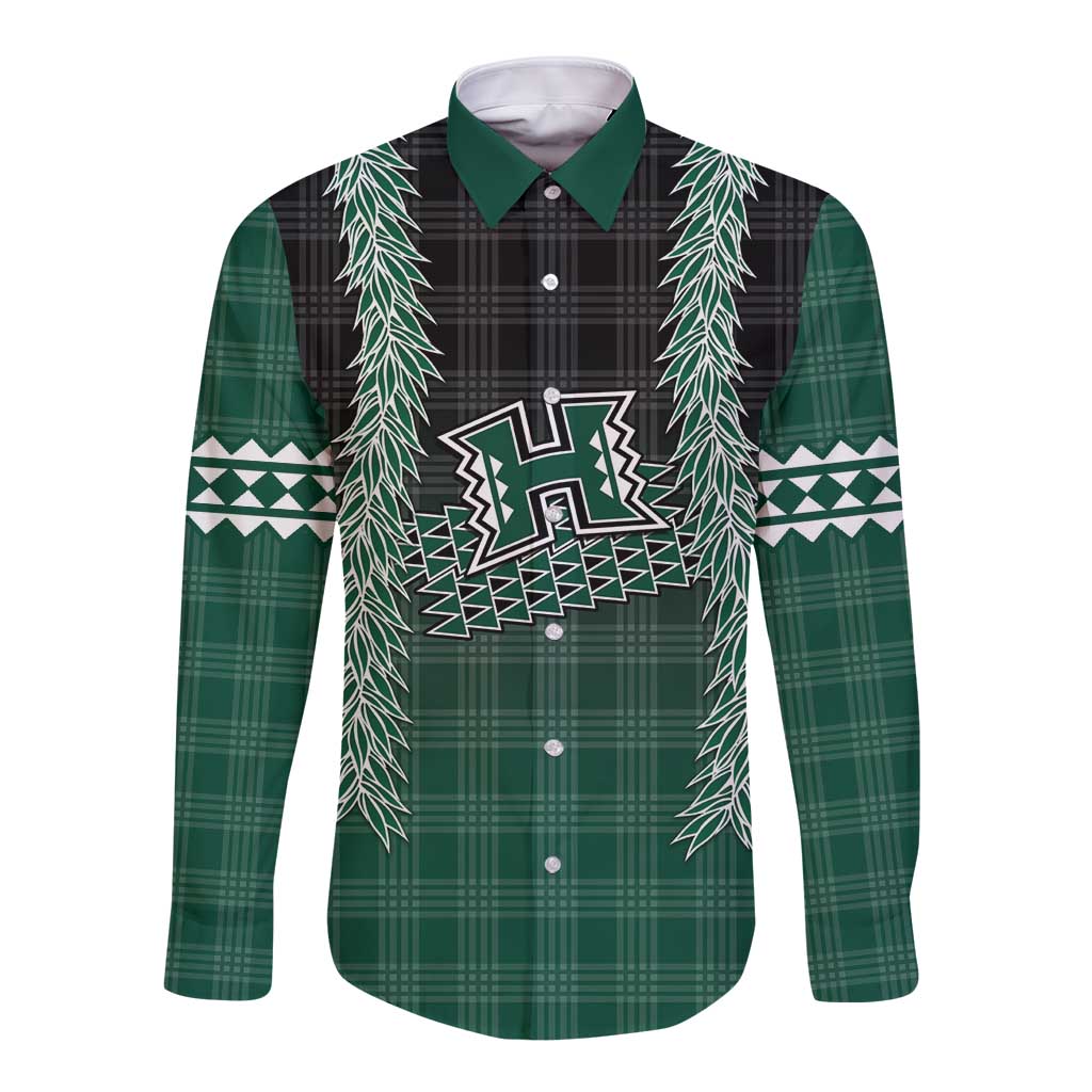 Rainbow Warriors Hawaii Palaka Long Sleeve Button Shirt Maile Lei - Polynesian Pride