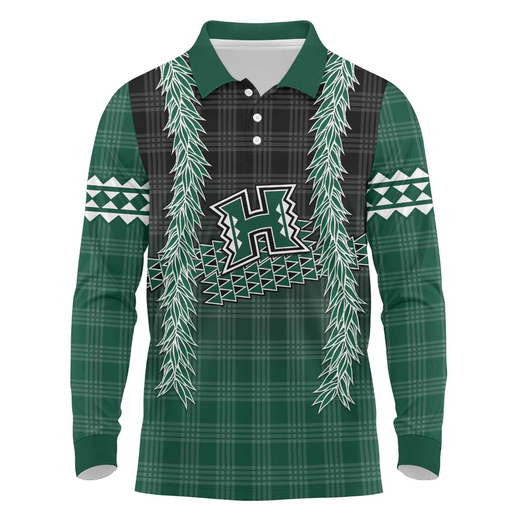 Rainbow Warriors Hawaii Palaka Long Sleeve Polo Shirt Maile Lei - Polynesian Pride