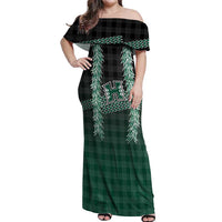 Rainbow Warriors Hawaii Palaka Off Shoulder Maxi Dress Maile Lei - Polynesian Pride