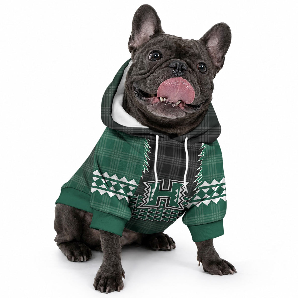 Rainbow Warriors Hawaii Palaka Pet Hoodie Maile Lei