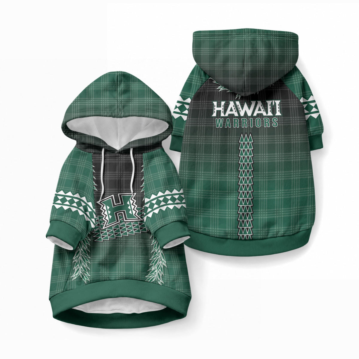 Rainbow Warriors Hawaii Palaka Pet Hoodie Maile Lei