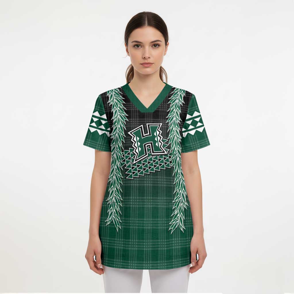 Rainbow Warriors Hawaii Palaka Scrub Top Maile Lei - Polynesian Pride