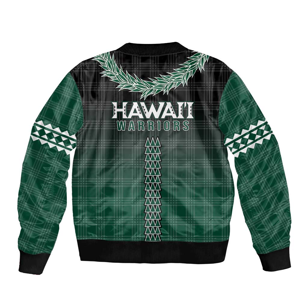Rainbow Warriors Hawaii Palaka Sleeve Zip Bomber Jacket Maile Lei - Polynesian Pride