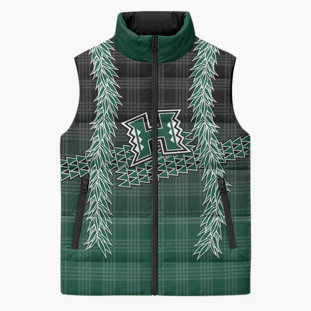 Rainbow Warriors Hawaii Palaka Sleeveless Puffer Jacket Maile Lei - Polynesian Pride