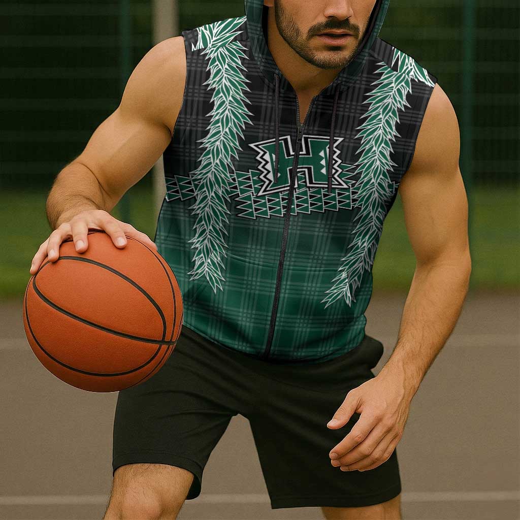 Rainbow Warriors Hawaii Palaka Sleeveless Zip Hoodie Maile Lei - Polynesian Pride