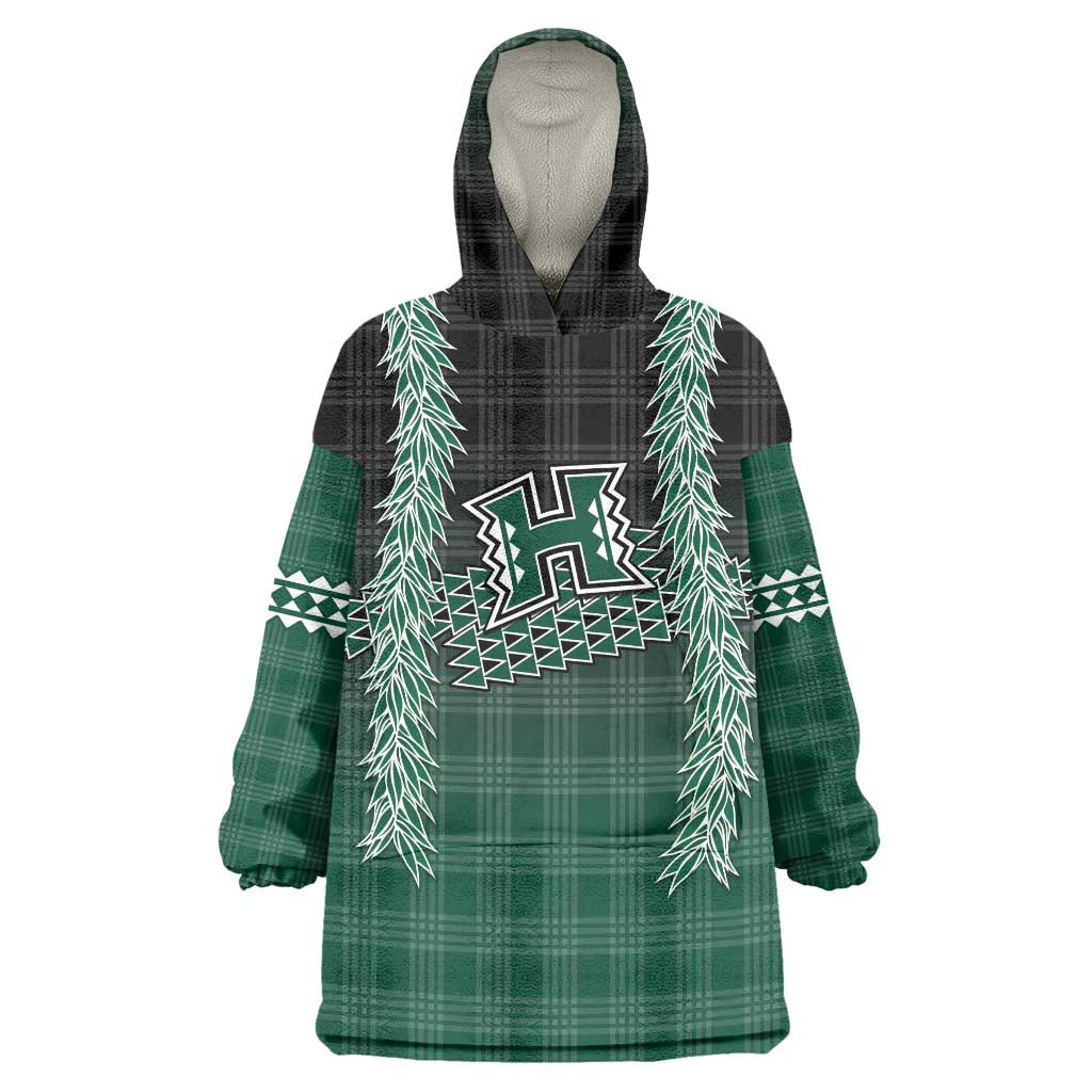 Rainbow Warriors Hawaii Palaka Wearable Blanket Hoodie Maile Lei - Polynesian Pride