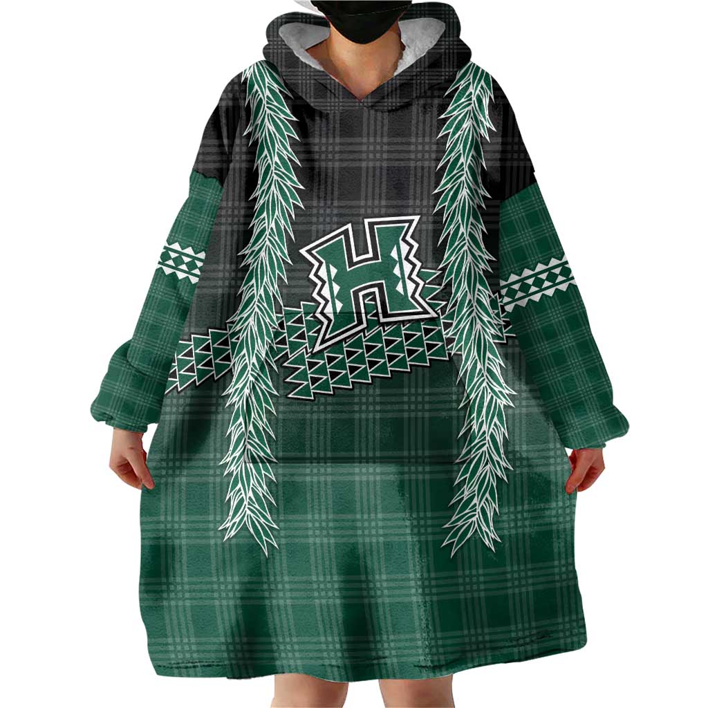 Rainbow Warriors Hawaii Palaka Wearable Blanket Hoodie Maile Lei - Polynesian Pride