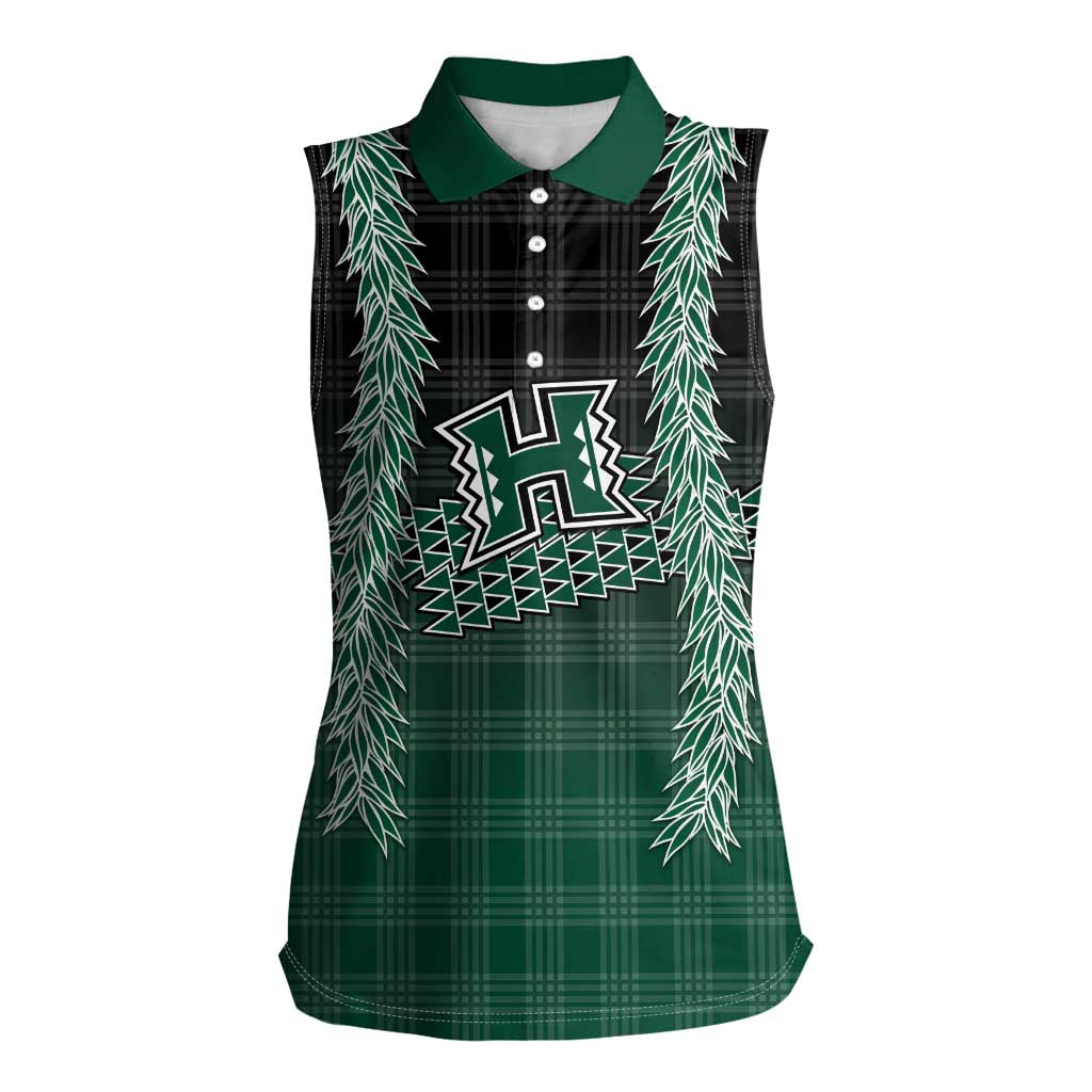Rainbow Warriors Hawaii Palaka Women Sleeveless Polo Shirt Maile Lei - Polynesian Pride