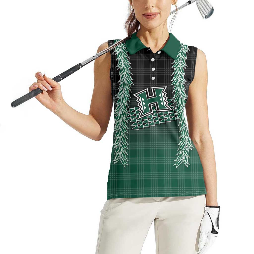 Rainbow Warriors Hawaii Palaka Women Sleeveless Polo Shirt Maile Lei - Polynesian Pride