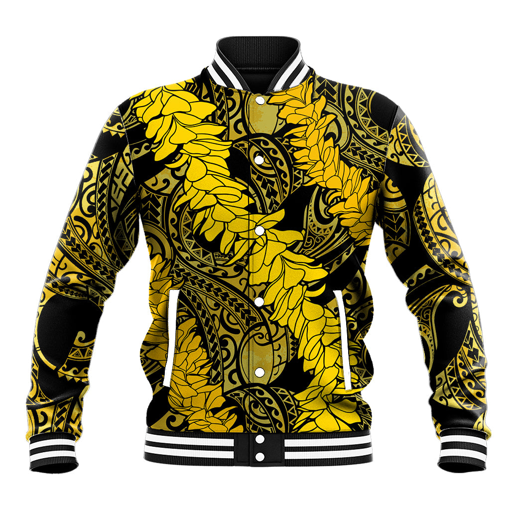 Hawaii Oahu Ilima Lei Baseball Jacket LT7 Unisex Yellow - Polynesian Pride