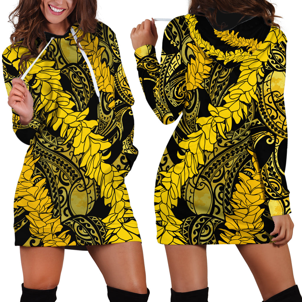 Hawaii Oahu Ilima Lei Hoodie Dress LT7 - Polynesian Pride