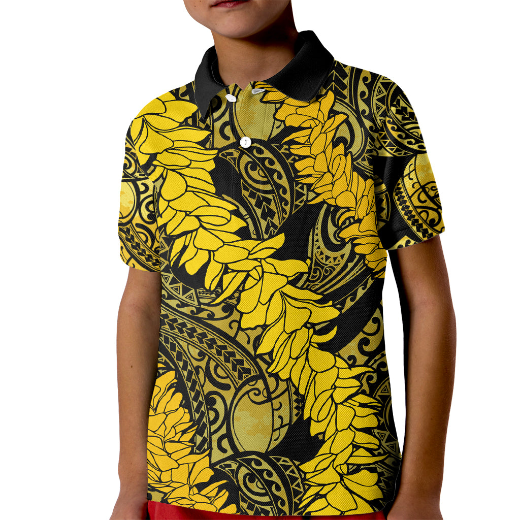 Hawaii Oahu Ilima Lei Kid Polo Shirt LT7 Kid Yellow - Polynesian Pride
