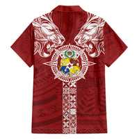 Tonga Independence Day Family Matching Short Sleeve Bodycon Dress and Hawaiian Shirt Tongatapu Lion Ngatu Motifs