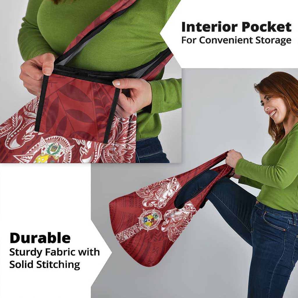 Tonga Independence Day Grocery Bag Tongatapu Lion Ngatu Motifs