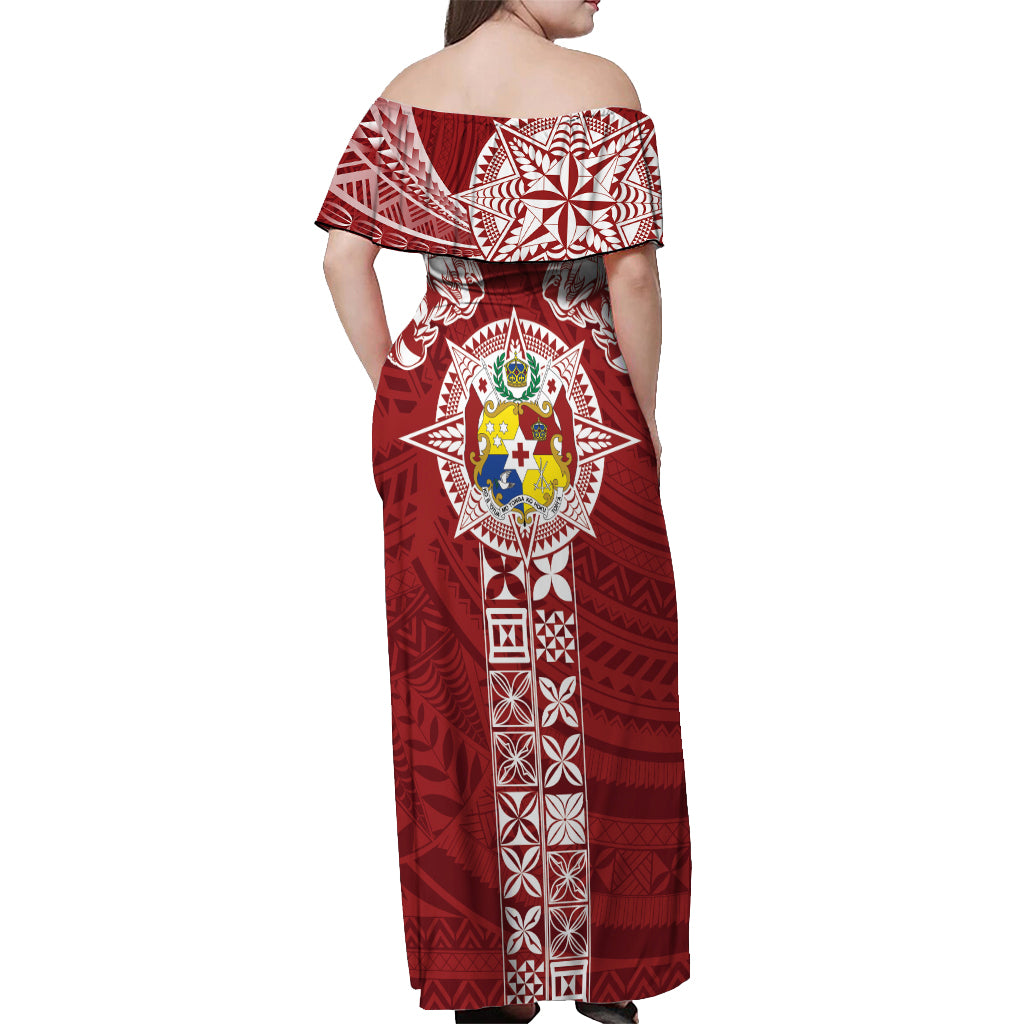 Tonga Independence Day Off Shoulder Maxi Dress Tongatapu Lion Ngatu Motifs