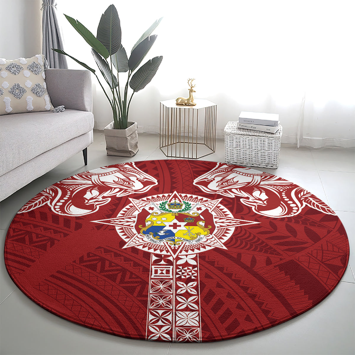Tonga Independence Day Round Carpet Tongatapu Lion Ngatu Motifs