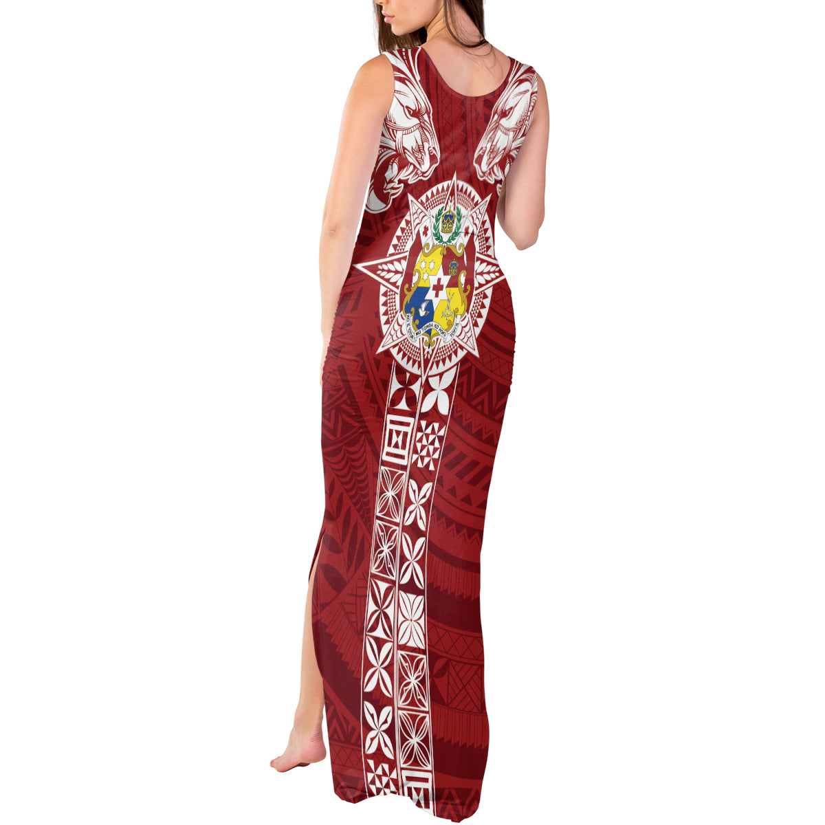 Tonga Independence Day Tank Maxi Dress Tongatapu Lion Ngatu Motifs