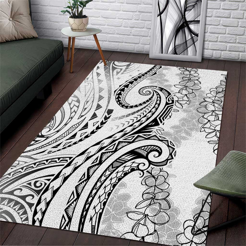 Polynesia Plumeria Lei Area Rug White Curves Motif LT7 White - Polynesian Pride