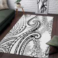 Polynesia Plumeria Lei Area Rug White Curves Motif LT7 White - Polynesian Pride