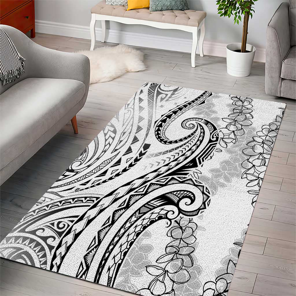 Polynesia Plumeria Lei Area Rug White Curves Motif LT7 - Polynesian Pride