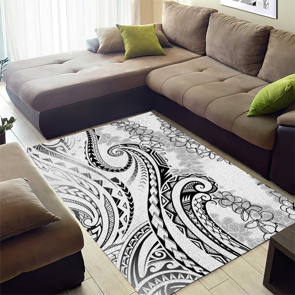 Polynesia Plumeria Lei Area Rug White Curves Motif LT7 - Polynesian Pride