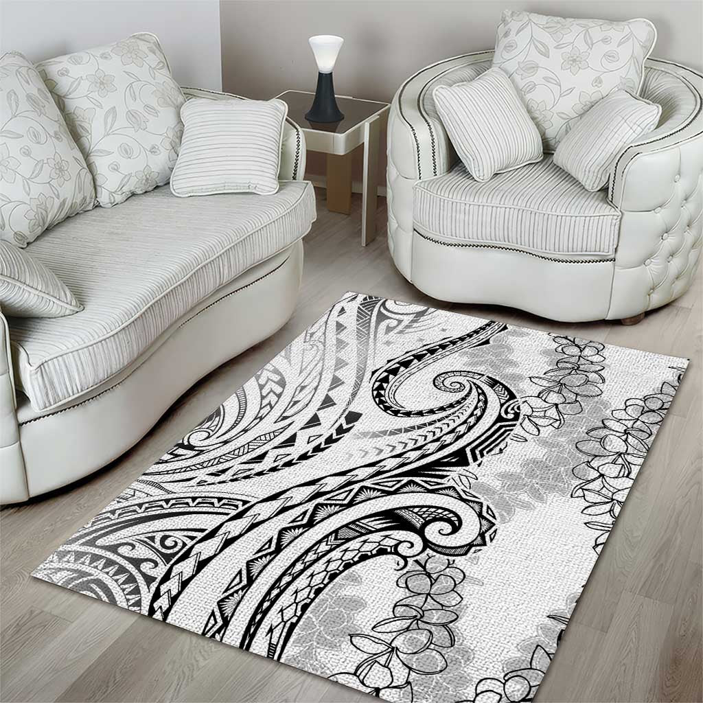 Polynesia Plumeria Lei Area Rug White Curves Motif LT7 - Polynesian Pride