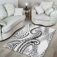Polynesia Plumeria Lei Area Rug White Curves Motif LT7 - Polynesian Pride
