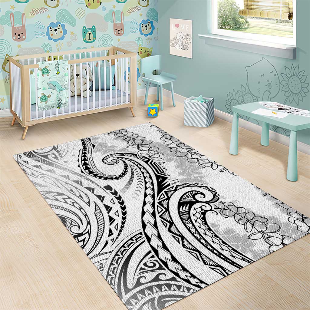 Polynesia Plumeria Lei Area Rug White Curves Motif LT7 - Polynesian Pride